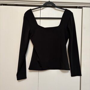 Express Body Contour Long-Sleeve Square Neck Top
